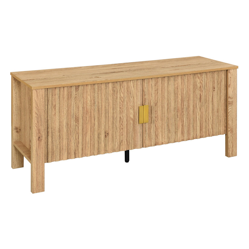 Console de télévision en bois Abordale avec deux portes, naturel