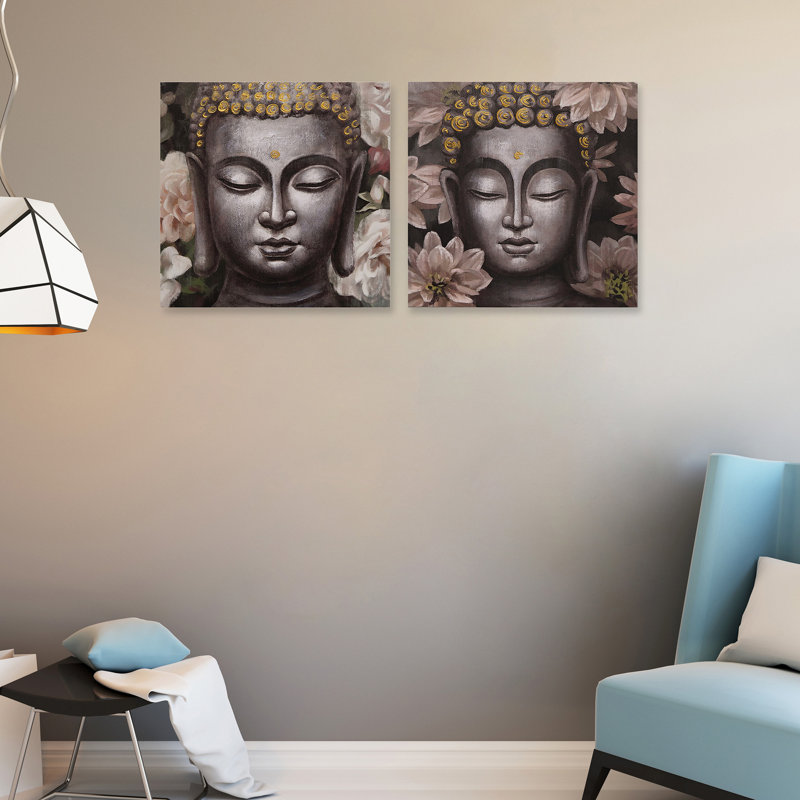 Ensemble de 2 décorations murales Bouddha Rosy
