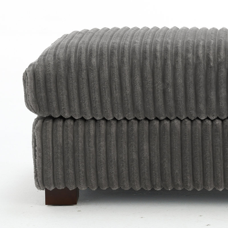 40.15cm Wide Rectangle Solid Colour Footstool Ottoman, Light Grey