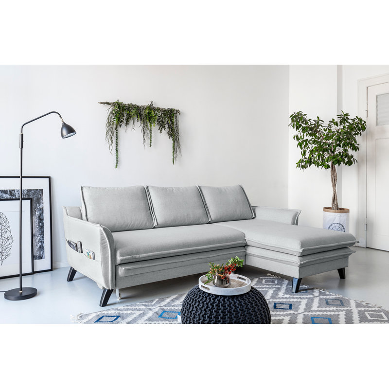 Charming Charlie 2 - Piece Upholstered Corner Sofa, Right Hand Facing, Light Grey