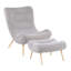 Chaise contemporaine Jacina Cloud en bois naturel et sherpa gris avec repose-pieds-67046549