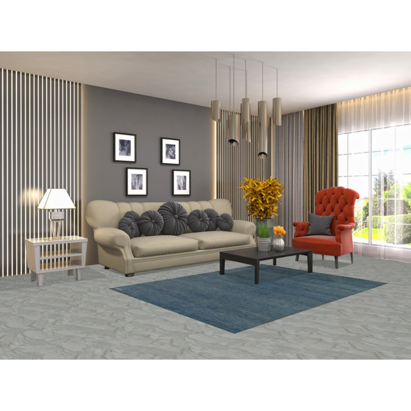 Striped Blue Gabbeh Modern Oriental Rug 5x6