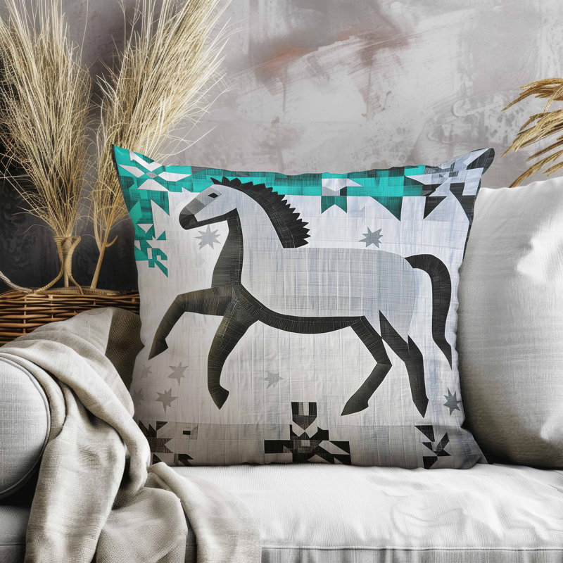 Coussin Starry Night, Carré 18 po, Vert / gris / noir