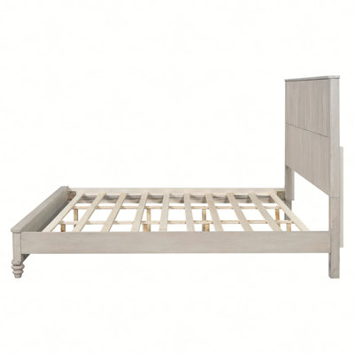 Solid Wood Bed Frame,King Platform Bed Frame with Headboard,Tall Headboard Natural Wood Bed ,No Box Spring Needed