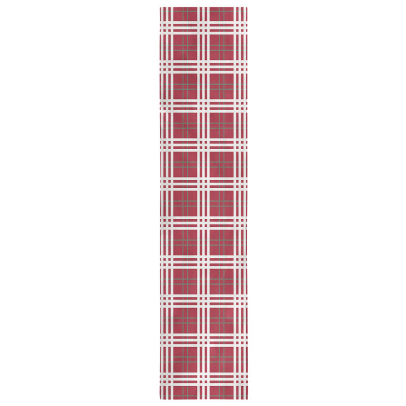 Paid Polyester Table Runner, 90" L x 16" W, Red/Pewter/White