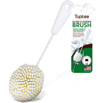 Tupkee Wine Glass Cleaning Brush – Soft Non-Scratch Foam Bristles – Goblet & Stemware Wine Glass Cleaner Brush For Glassware, Crystal, Bottle, & Mugs – Fits Tupkee 20Oz Glass Tumbler – Made In The USA