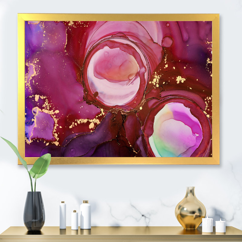 «Brown Luxury Abstract Fluid Art VII», peinture sur toile, Cadre doré, H 30 po x l 40 po x P 1,5 po