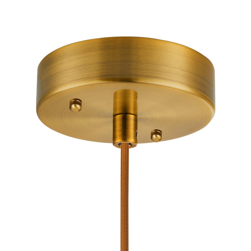 Kate - 1-Light Pendant - Brushed Brass with White Ribbed Glassware Shade, 23.6" H x 13.8" W x 13.8" D, Brushed Brass