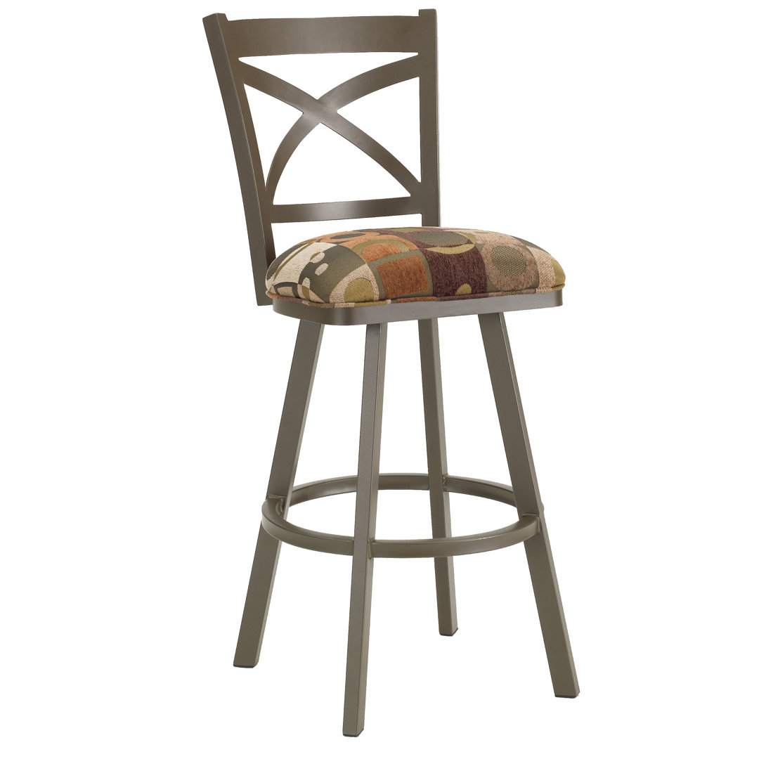 Swivel Upholstered Counter Stool with Metal Frame Red Barrel Studio® 