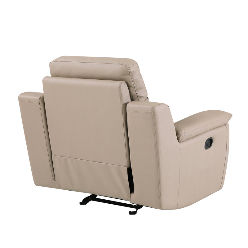 Siège inclinable en cuir avec soins lombaires - beige, base en acier inoxydable, dossier de chaise beige, élégant
