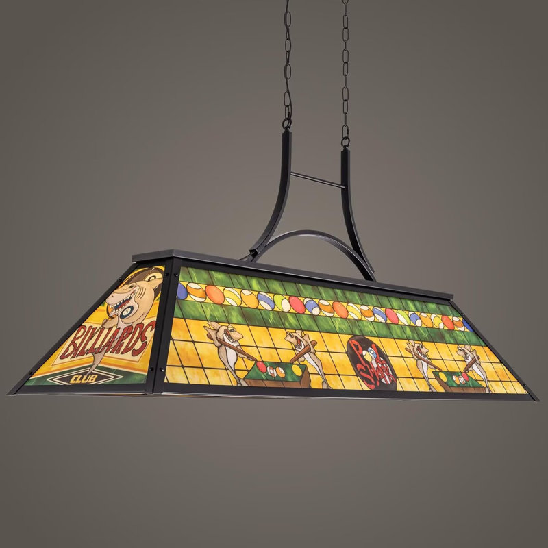 3-light Rustic Billiards Light Fixtures With Tiffany-style Shark Shade For Game Room Farmhouse Chandelier