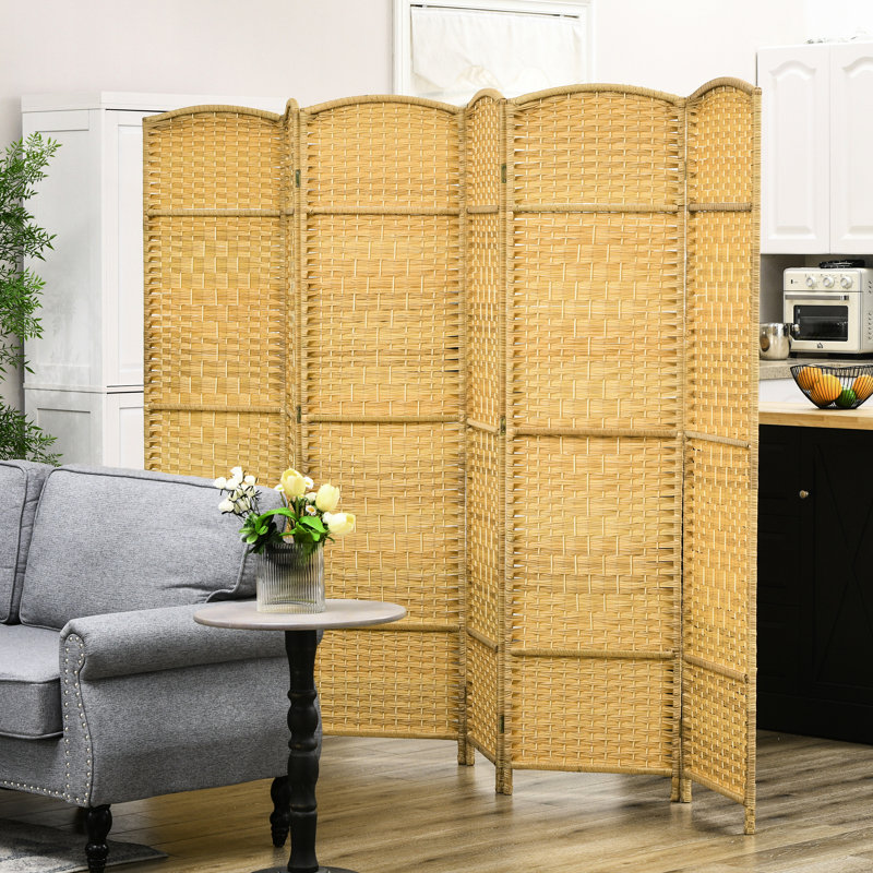 Cloison murale tissée à la main - 1,83 m de hauteur, en bois naturel, pour bureau et chambre à coucher, 6 panneaux pliables