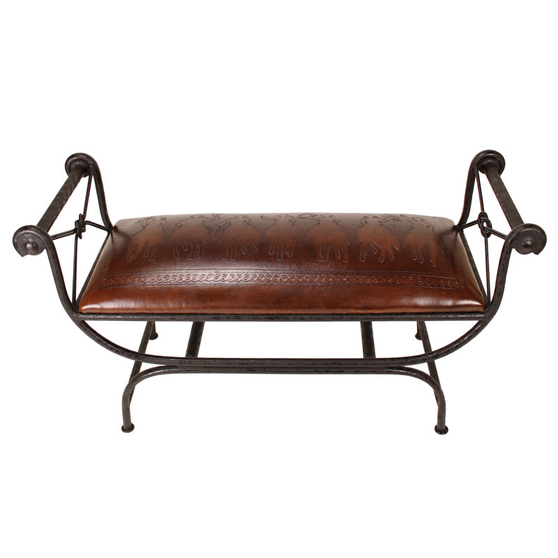 Western Leather Bench, Brown