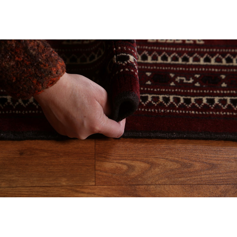 Tapis oriental en laine à motif géométrique Bokhara en laine noué à la main 8 x 12