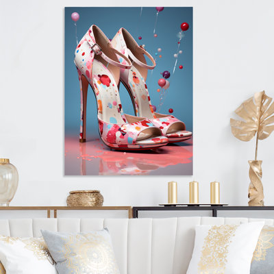 Mid Mid Pink High Heels Elegance III - mode, talons hauts, art mural en métal