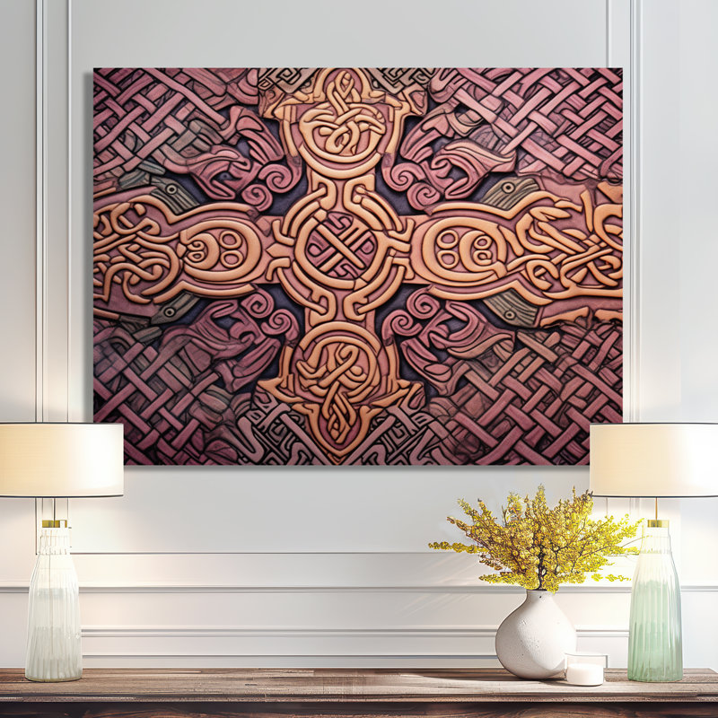 Décoration murale géométrique Celtic, H 12 po x l 20 po x P 1 po, Toile tendue