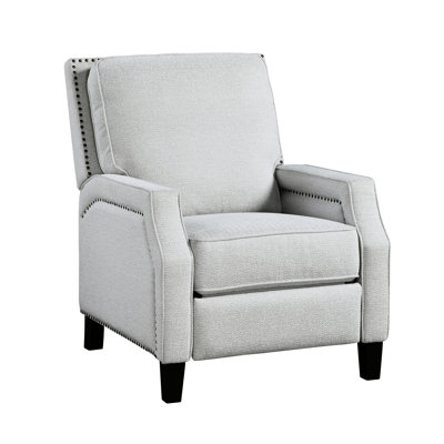 Push Back Reclining Chair In Gray, Transitional Style For Living Areas 1Pc Gray Chenille Chair, Exposed Wood Feet, Black Finish
