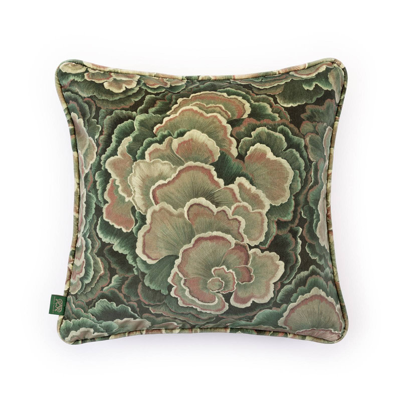 TRAMETES Velvet Medium Piped Cushion - Hosta