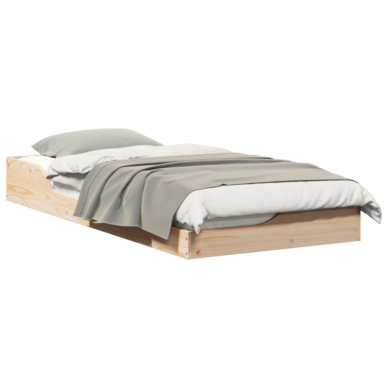 Floor Bed Frame Solid Pine Wood, Brown, 93.5cm x 203.5cm