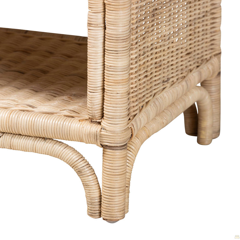 Table de chevet 1 tiroir en rotin naturel brun