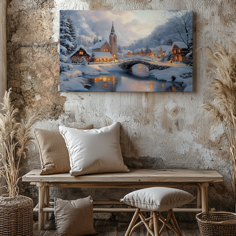 Winter Village Snow Scene, 20 po x 20 po