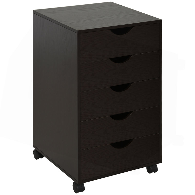 5 Drawer File Cabinet Storage Organizer Filing Cabinet With Nordic Minimalist Modern Style & Wheels, Brown