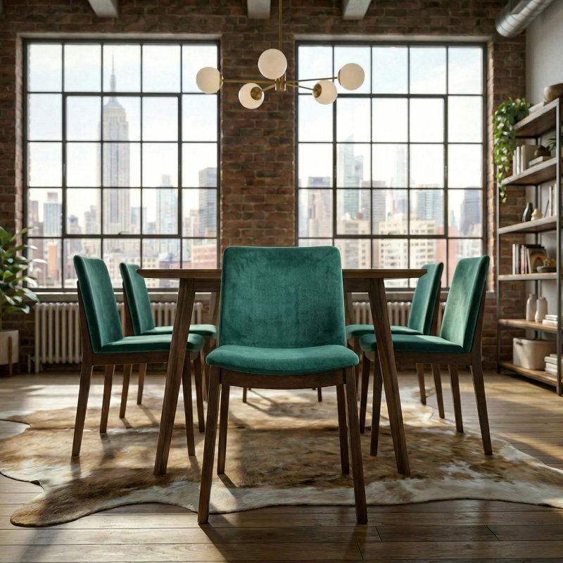 Barriento 18.9'' H Upholstered Parsons Chair, Green Velvet