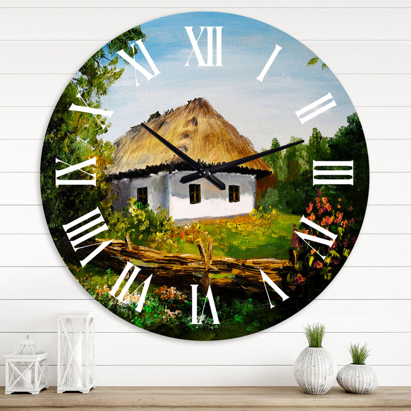 Traditional Cottage At Dawn In Summer - Horloge murale traditionnelle, Grand