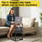 27“ C shaped Side Table with Charging Port, Small End Table with LED Light & Storage Bag,Nightstand for Living Room