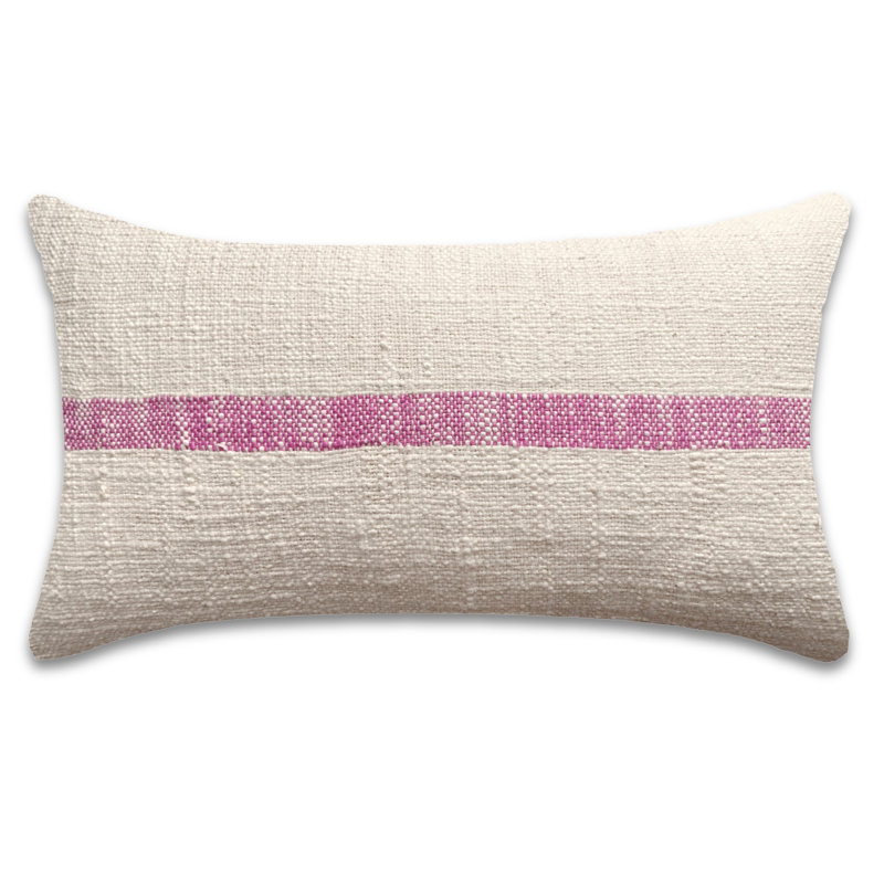 PILLOWPIA Linus Cotton Throw Pillow Cover with Brass Zipper | Double-Sided Pattern, Beige/Purple