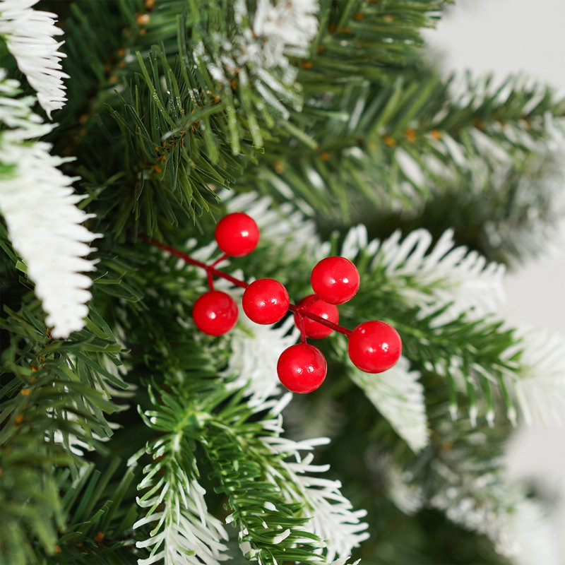 Arbre de Noël artificiel enneigé avec fruits rouges, 5'