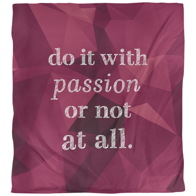 Housse de couette simple avec citation inspiration passion, Housse de couette pour très grand lit, Spinelle