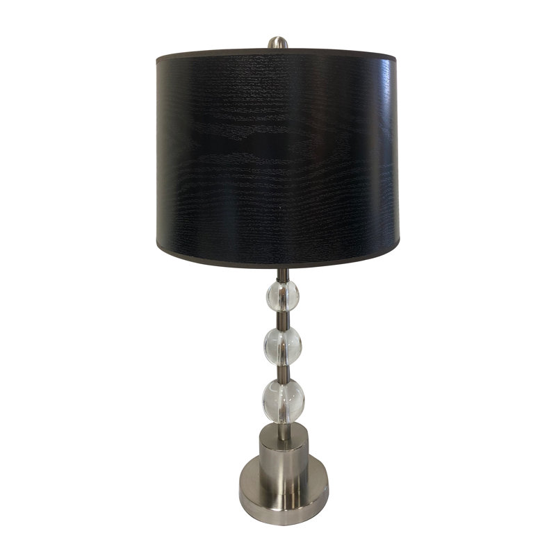 Lampe de table boule de cristal Risa, Nickel brossé, H 26 po x l 14 po x P 14 po, Gris