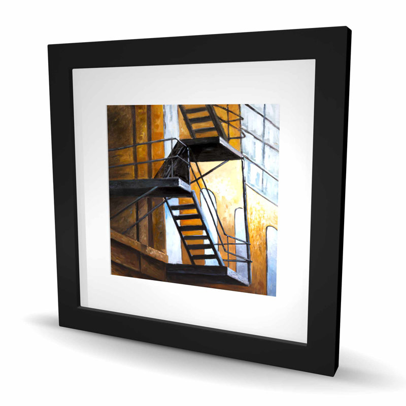 Immeuble d'appartements à New York - impression encadrée avec passe-partout, 16" H x 16" W