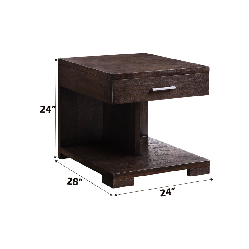 Table en noyer de style classique avec tiroir et tablette en bois de peuplier
