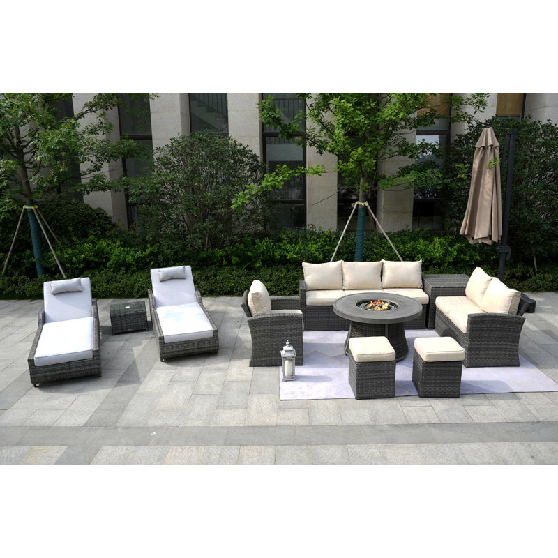 Areefa 8 - Person Patio Conversation Set with Cushions