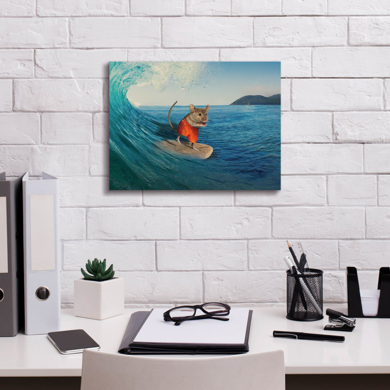  «Mouse Surfing» par John Hovenstine, art mural sur toile, 16 po x 12 po
