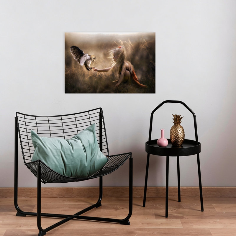 Magical Owl Encounter Ethereal Mystical Serene Owl Nature Forest Wall Art Print by Charlaine Gerber - Print
