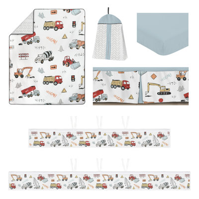 Ensemble de literie 6p pour lit de bébé rouge et bleu avec doublure en filet respirant