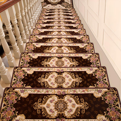 European Style Non Slip Self Adhesive Stair Treads For Home Staircase Full Coverage