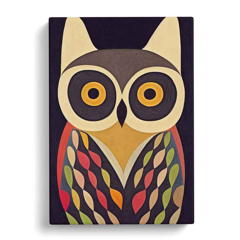 Colourful Abstract Owl No.4 - Wrapped Canvas Print, 50cm H x 35cm W