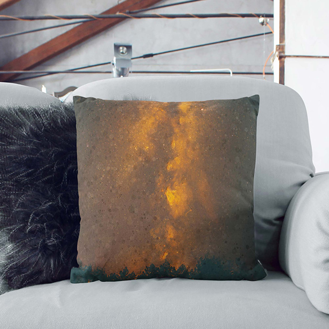 Flaming Stars over the Forest in Abstract Cushion with Filling