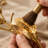 6- Light Gold-Leaf Crystal Chandelier