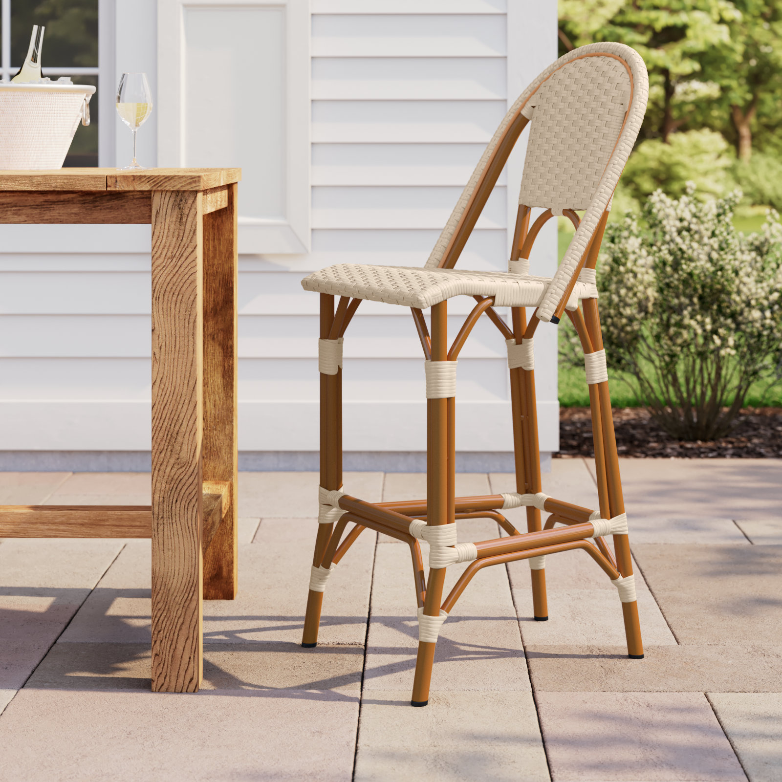 Kerta 46.5'' Outdoor Bar Stool, Natural