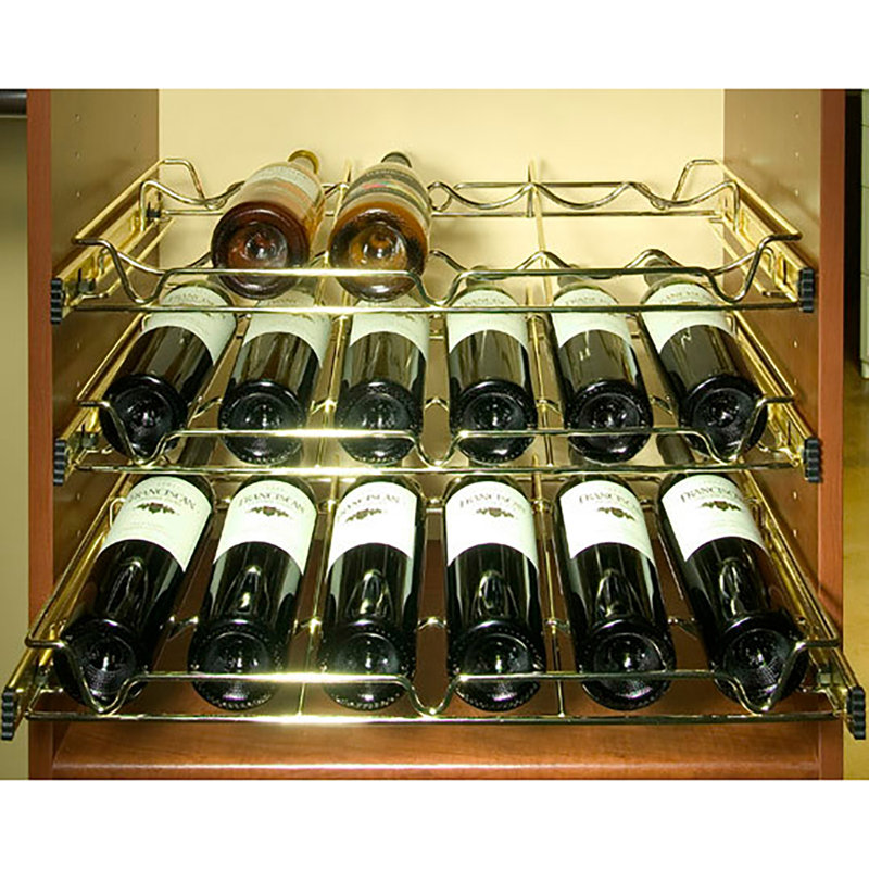 Rev-A-Shelf Sidelines Chrome Wire Pullout Cabinet Wine Rack, 2.36" H x 24" W x 14" D