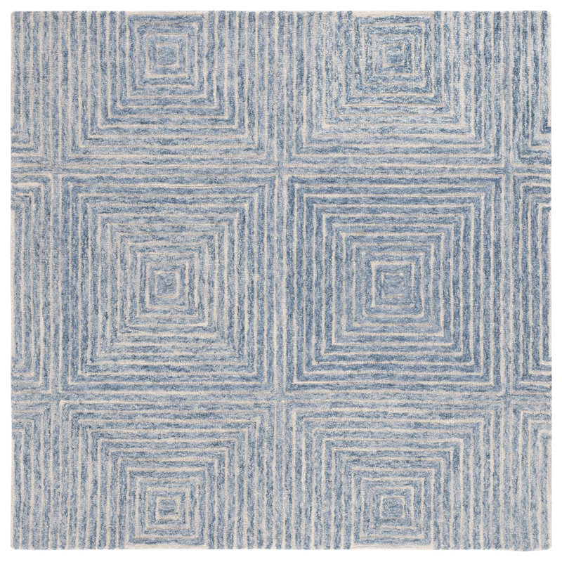 Metro Hand Tufted Wool And Cotton With Latex Geometric Rug, Square 6'