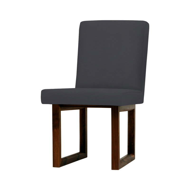 C2 W 17.5'' H Upholstered Walnut Side Chair, Gunmetal Velvet