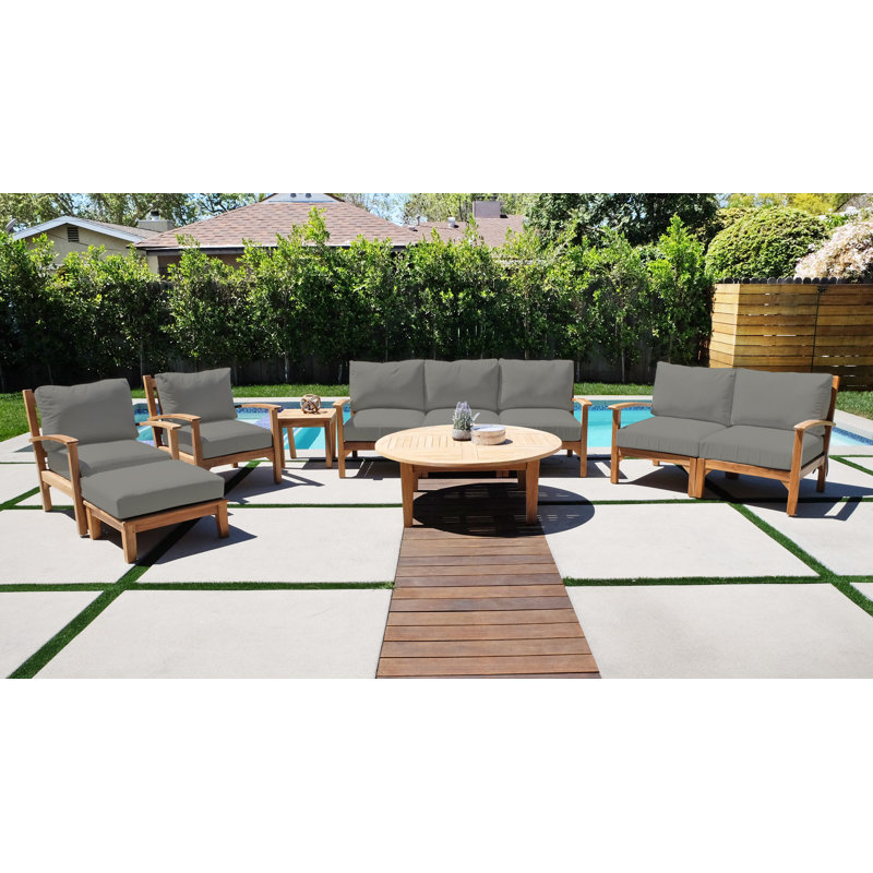Huntington Outdoor 7 - Piece Teak Conversation Set, Granite Sunbrella®