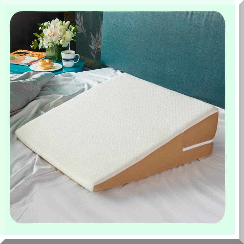 CoolGel Memory Foam Back Wedge - Tencel Cover, 8-inch - Orthopedic Support Pillow for Back Pain Relief, Cooling Gel Infused - Bed Wedge Pillow