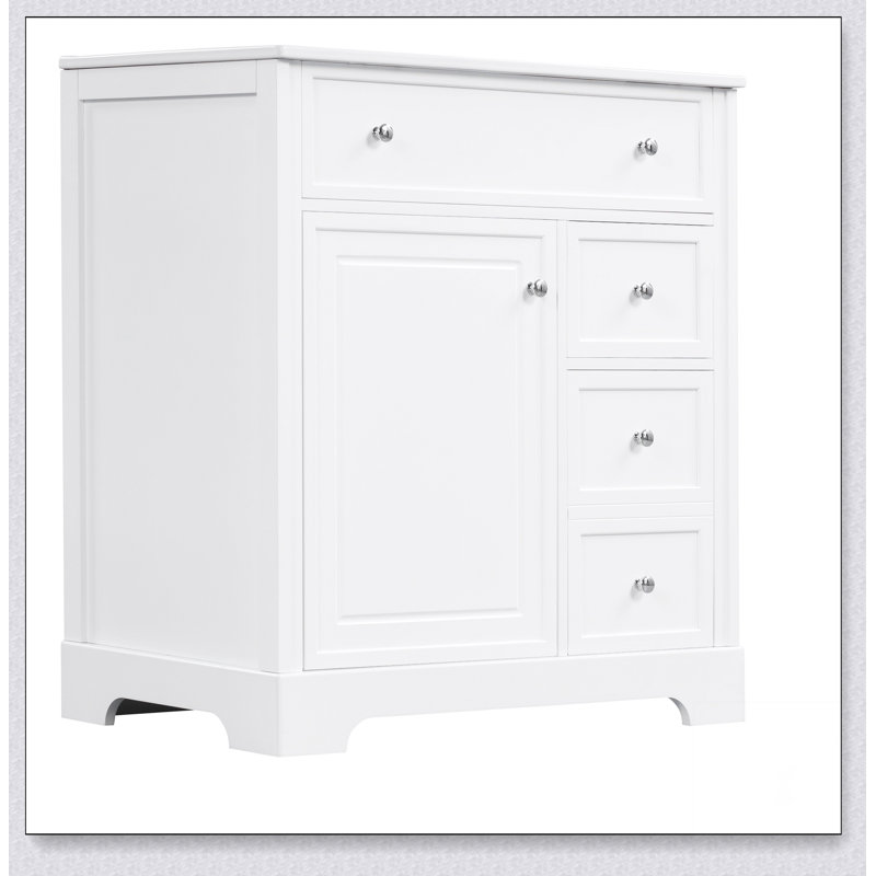 Meuble-lavabo de 30 po avec comptoir d'évier, meuble-lavabo avec porte et deux tiroirs, panneaux de fibres à densité moyenne, bois massif, un paquet (nouvelle couleur WF317773AAK)